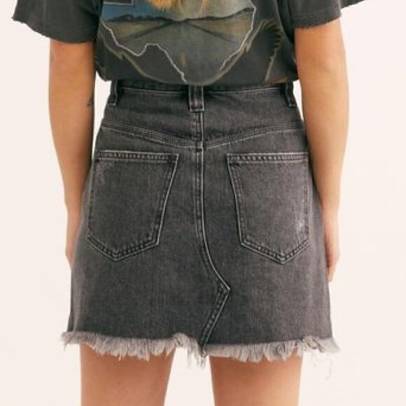 Free People Sanded Black Sidecar Mini Skirt NWT - Picture 3 of 11